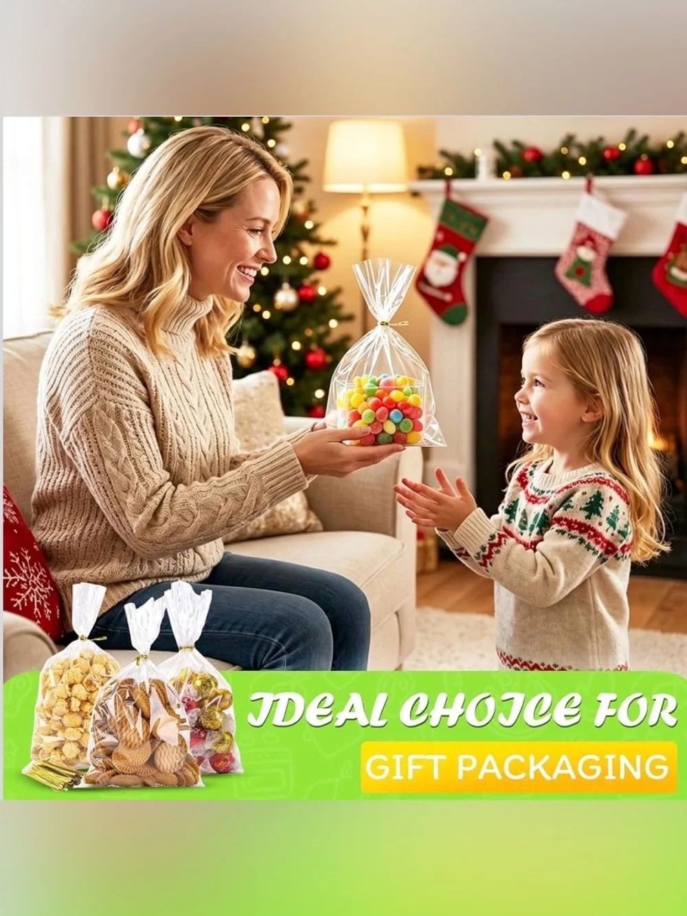 Cellophane Treat Bags 6x10 100PCS Clear Cookie Bags with Ties for Gift Wrap